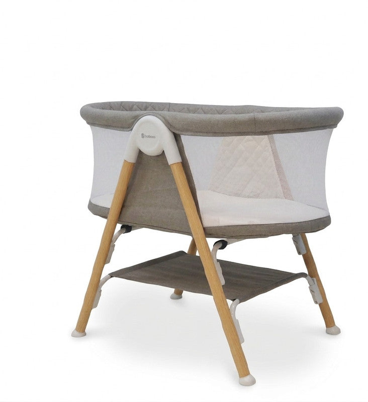 Asalvo Nidus 2 Mini Crib for Newborn, Compact Baby Crib with Storage, 0- 6 Months, Beige