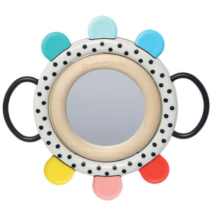 Manhattan Toy Wimmer Grasp & See Wooden Mirror Toy for Infants (0+ Months)
