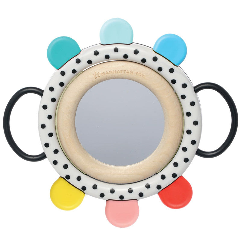 Manhattan Toy Wimmer Grasp & See Wooden Mirror Toy for Infants (0+ Months)