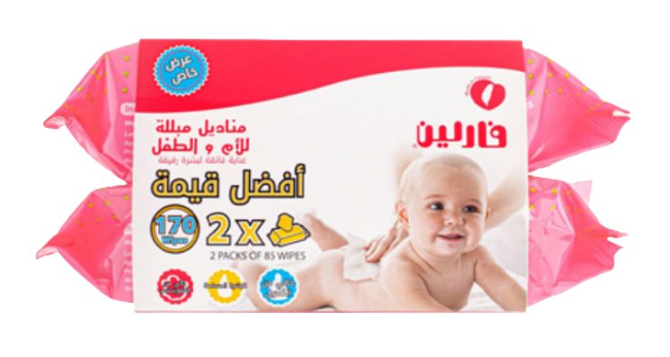 مناديل فارلن المبللة للأطفال (مضادة للطفح)، 85 منديل – عرض 1+1