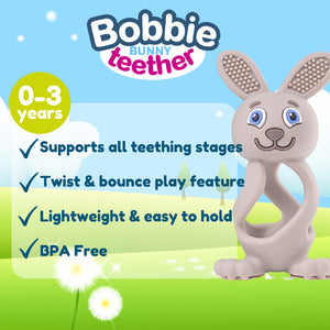 Bobbie Bunny Teether 3D Eucalyptus