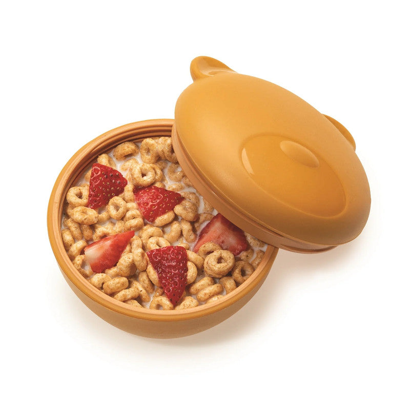 Melii Silicone Bowl With Lid & Utensils - Brown Bear
