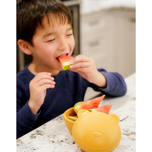 Melii Silicone Bowl With Lid & Utensils - Brown Bear