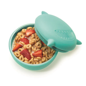 Melii Silicone Bowl With Lid & Utensils - Mint Shark