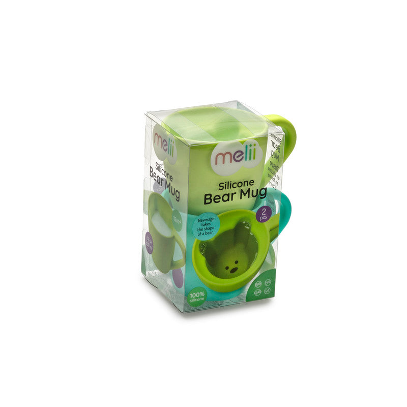Melii Silicone Bear Mug - 2 Pack (Mint & Turquoise)