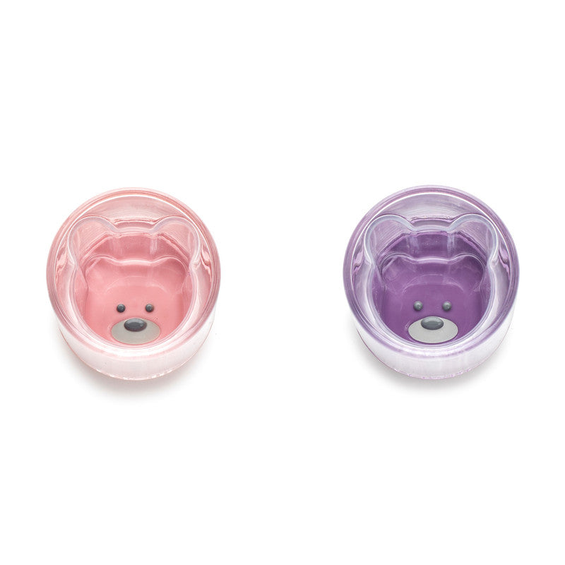 Melii Double Walled Bear Plastic Cup Purple & Pink 145ml 2 pcs