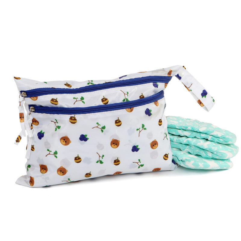 Melii - Multi Purpose Waterproof Wet Bag - White & Navy Bear