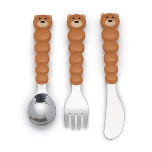 Melii Utensil Set - Brown Bear & Blue Shark (6 Pcs)