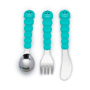 Melii Utensil Set - Brown Bear & Blue Shark (6 Pcs)