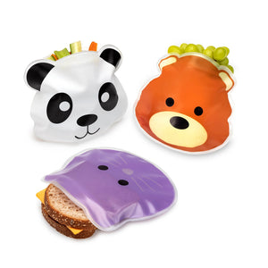 Melii Reusable Snack Bags with Zip Closure Animals Design 6 pcs
