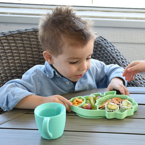 Melii Divided Silicone Suction Plate - Green Dinosaur