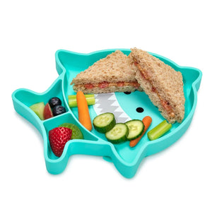 Melii Divided Silicone Suction Plate Turquoise Shark