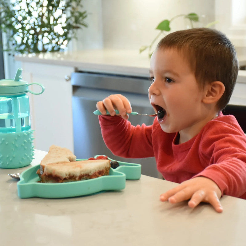 Melii Divided Silicone Suction Plate Turquoise Shark