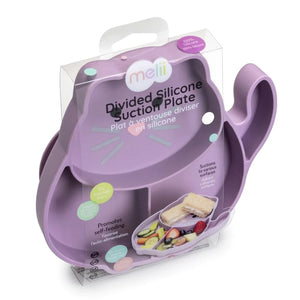 Melii Divided Silicone Suction Plate Purple Cat