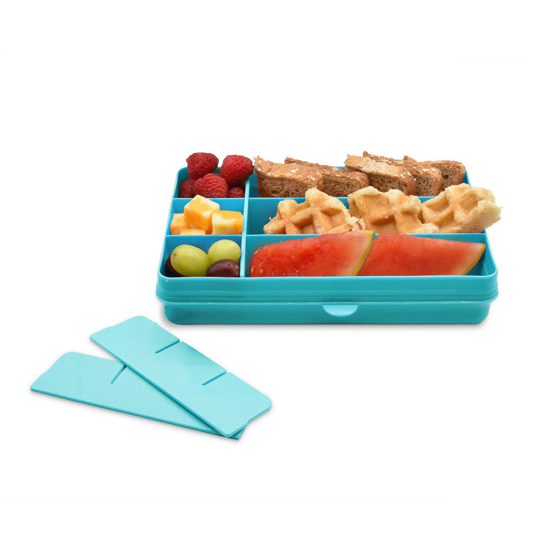 Melii Snackle Food Container with Removable Divider Turquoise 4oz
