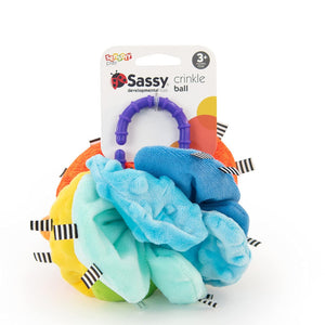 Sassy Crinkle Ball for Babies, Durable Non-Toxic Sensory Toy, Soft Textured Fabric