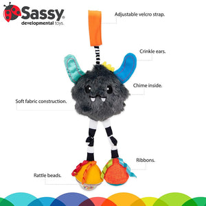 Sassy Confetti Hug & Tug Yeti Chime Toy, Attachable, 0M+