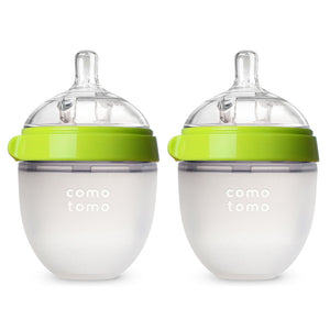 Comotomo - Natural Feel Baby Feeding Bottle - Green & White 2 pcs x 150 ml