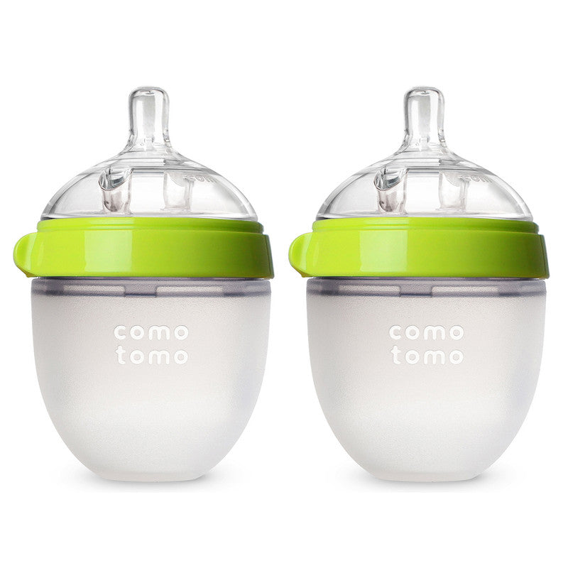 Comotomo - Natural Feel Baby Feeding Bottle - Green & White 2 pcs x 150 ml