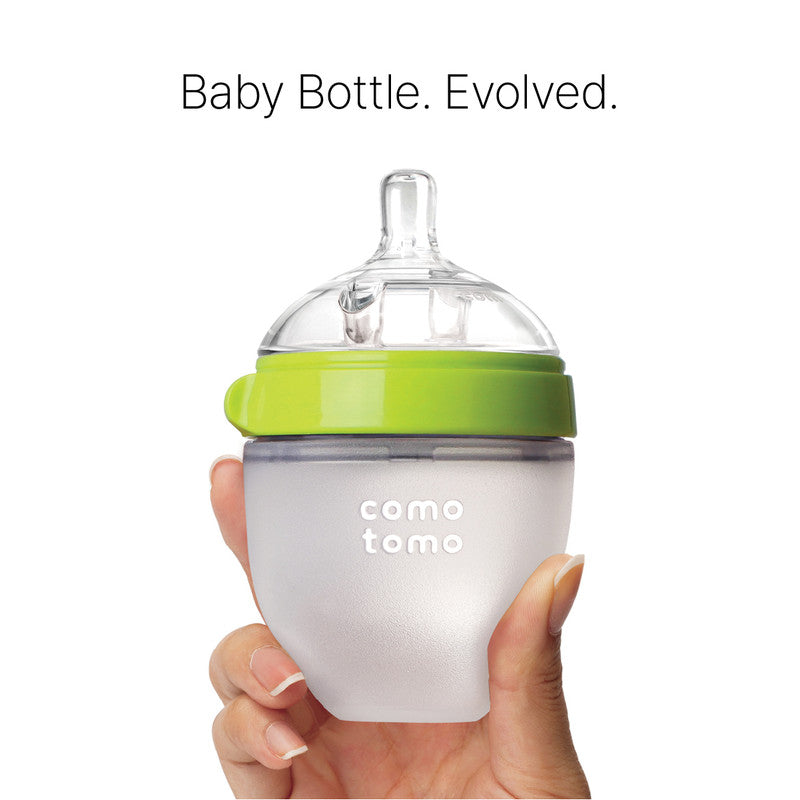 Comotomo - Natural Feel Baby Feeding Bottle - Green & White 2 pcs x 150 ml