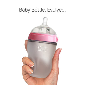 Comotomo - Natural Feel Baby Feeding Bottle - Pink & White 2 pcs x 250 ml
