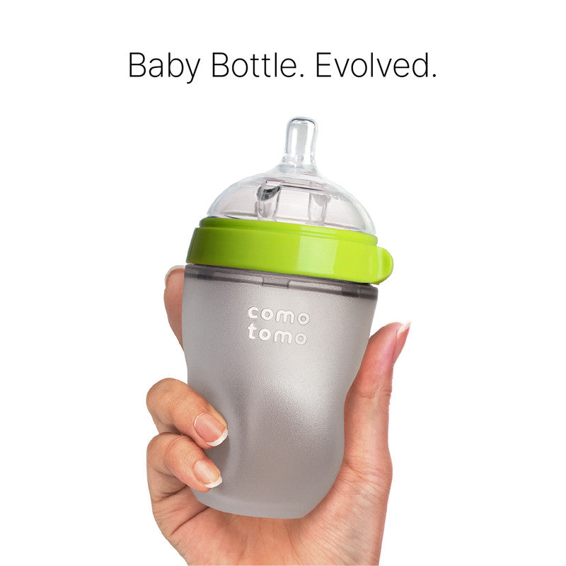 Comotomo - Natural Feel Baby Feeding Bottle - Green & White 2 pcs x 250 ml