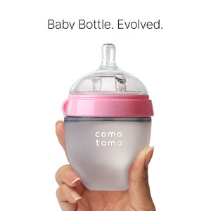 Comotomo - Natural Feel Baby Feeding Bottle - Pink & White, 150 ml