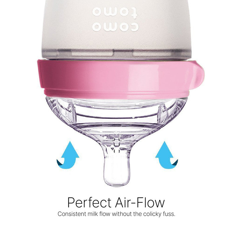 Comotomo - Natural Feel Baby Feeding Bottle - Pink & White, 150 ml