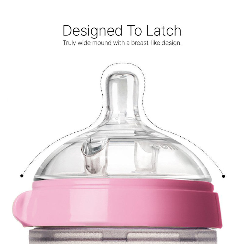 Comotomo - Natural Feel Baby Feeding Bottle - Pink & White, 150 ml