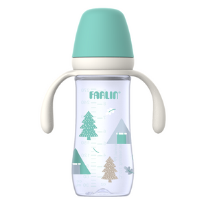Farlin Grow With Color PP Wideneck Feeding Bottle W/Handle, +6m, 270ml, Green