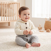 Hooded Knit Fur-Lined Baby Romper (K18)