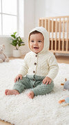 Hooded Knit Fur-Lined Baby Romper (K18)