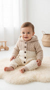 Hooded Knit Fur-Lined Baby Romper (K18)