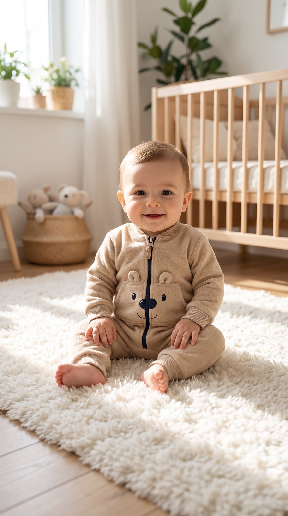 Nehad Baby Bear Ears Zip-Up Winter Romper (7020)