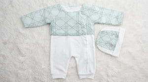 Newborn Cotton Romper Set with Beanie- Green - Image 2