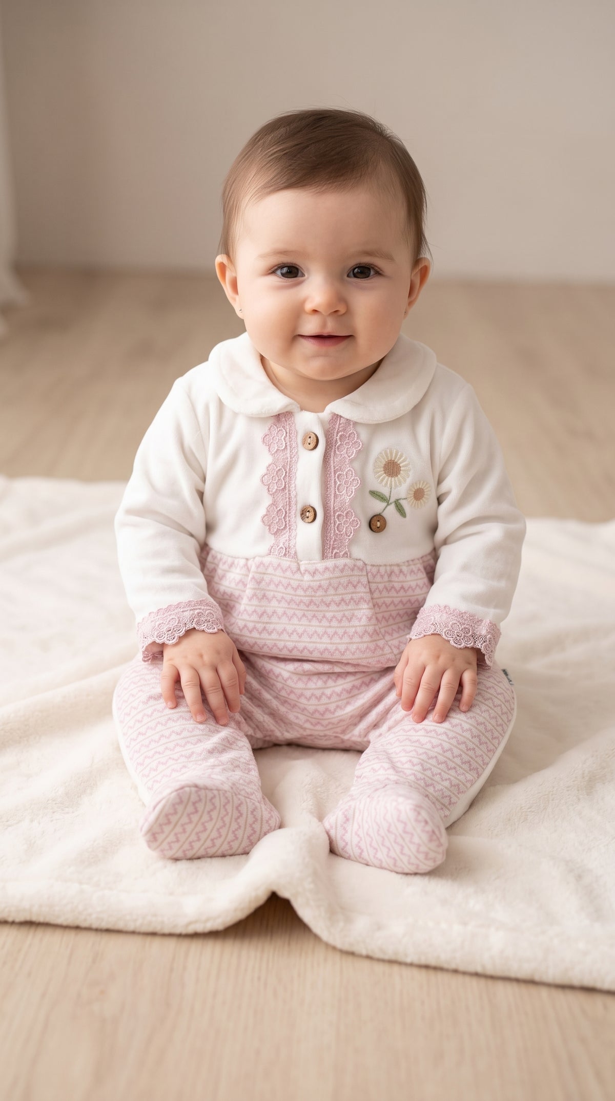 Nehad Baby Embroidered Collar Winter Romper (10964)