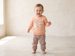 Jep Mood Heart Print Sweatshirt & Jogger Set (2706)