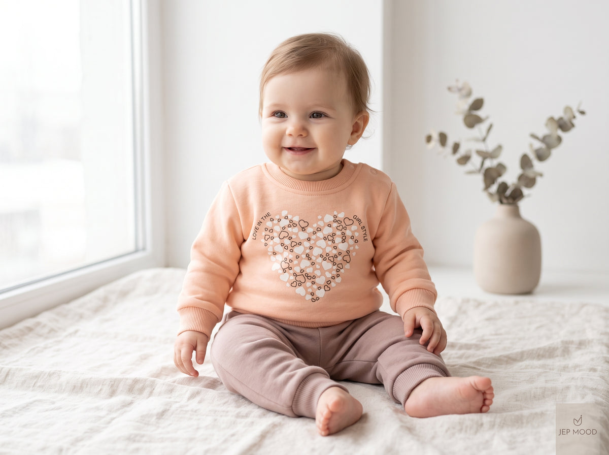 Jep Mood Heart Print Sweatshirt & Jogger Set (2706)
