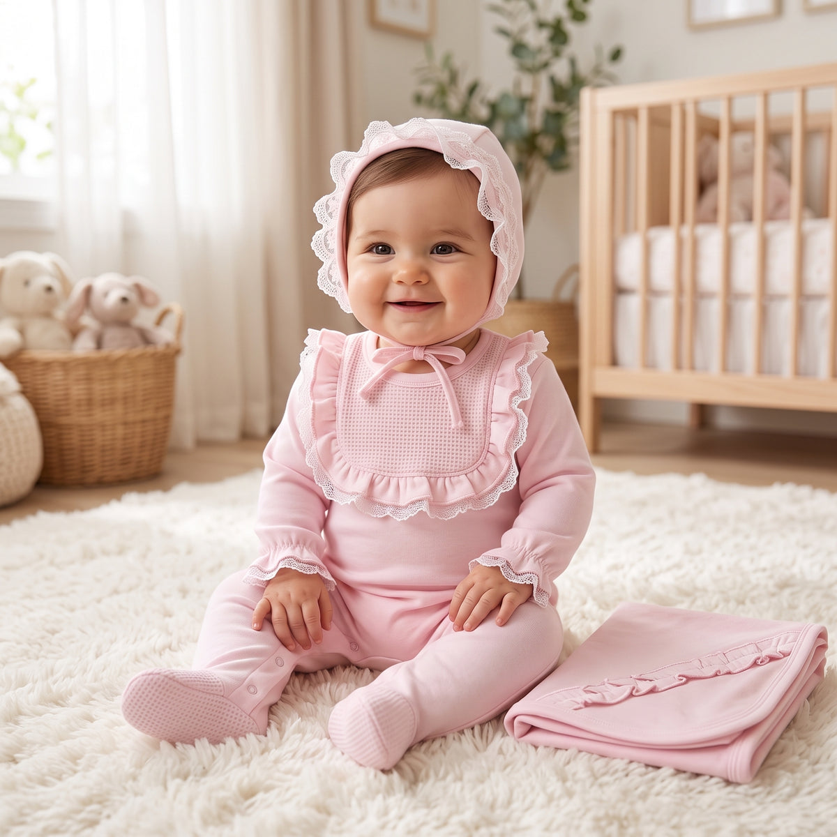 طقم سالوبيت مواليد بكشكشة مع قبعة وبطانية من MSN Baby ‏(10918)