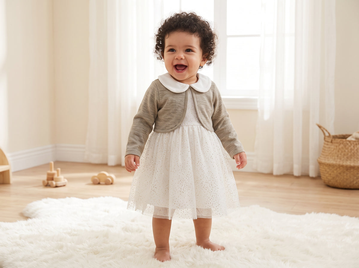 Jolly Joy Baby Girl Tulle Dress with Bolero (4605)