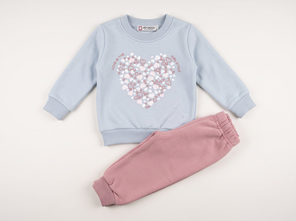 Jep Mood Heart Print Sweatshirt & Jogger Set (2706)
