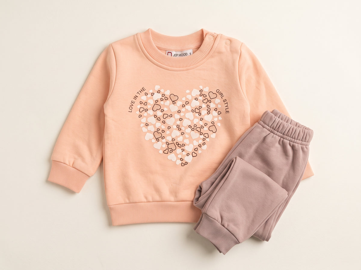 Jep Mood Heart Print Sweatshirt & Jogger Set (2706)