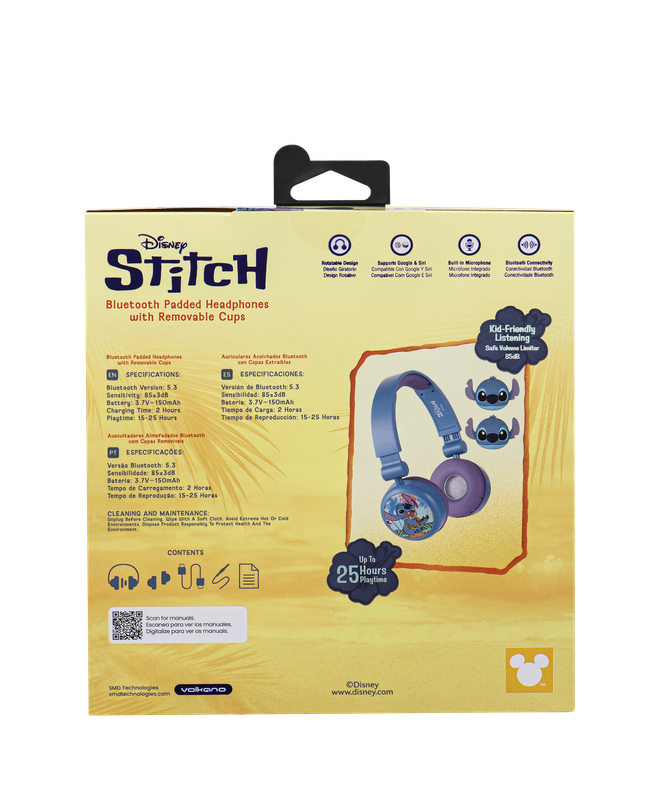 Stitch Bluetooth Padded Headphone with Removable Cups - Image 4