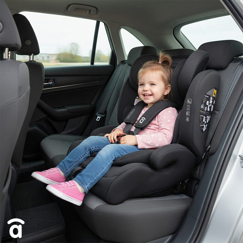 Asalvo Route Fix Convertible Car Seat, Group 1/2/3 (9-36kg), Isofix + Top Tether, Grey