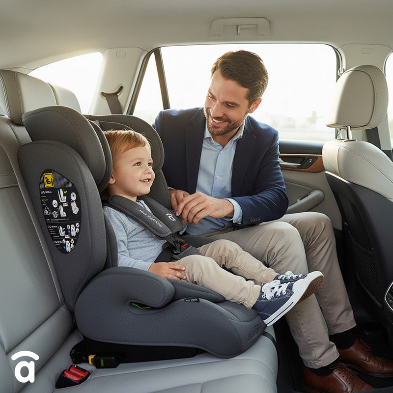 Asalvo Route Fix Convertible Car Seat, Group 1/2/3 (9-36kg), Isofix + Top Tether, Grey
