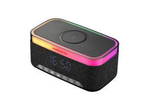 Volkano Radiant 2 Alarm Clock with Wireless Charging and Speaker - Black