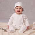 Newborn Cotton Romper Set with Beanie- White Mothersworld