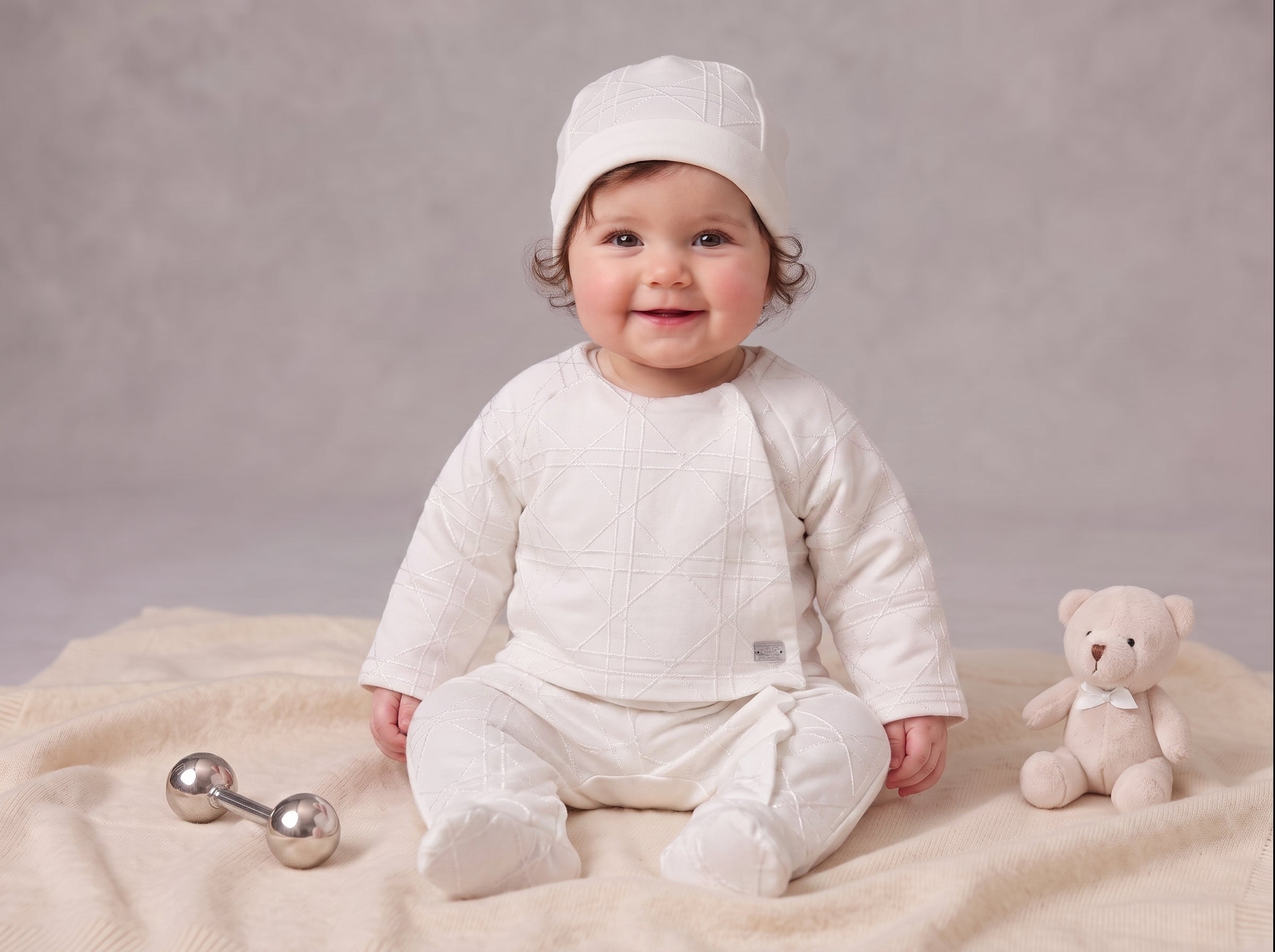 Newborn Cotton Romper Set with Beanie- White Mothersworld