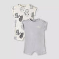 Pack of 2 Juniors Round Neck Short Sleeve Romper with Snap Button Closure