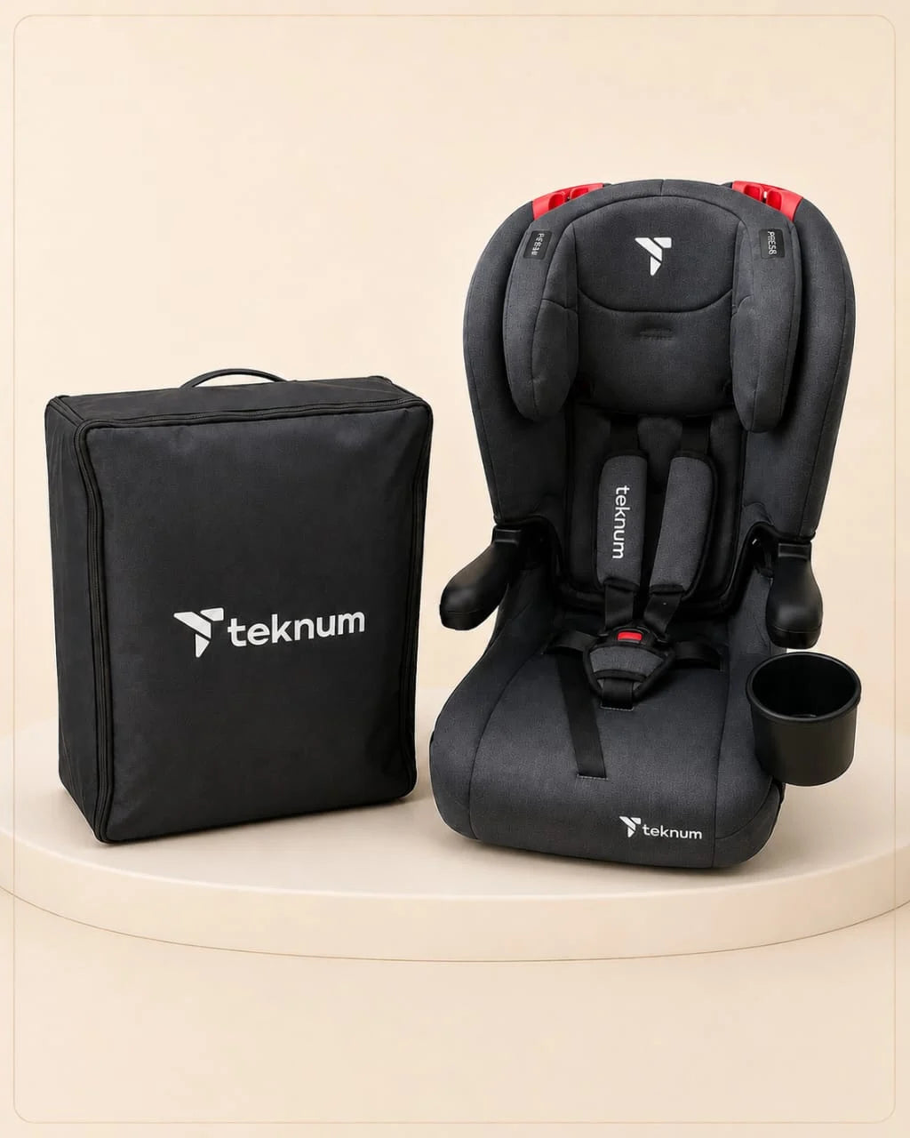 Teknum Foldable Car Seat with Carry Bag - Charcoal Grey